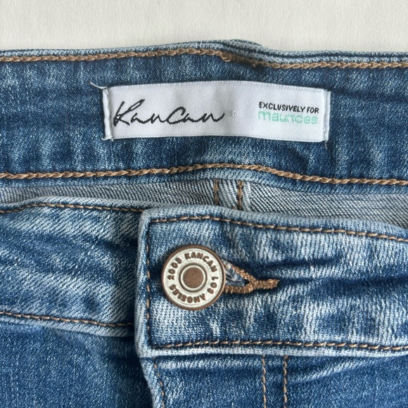 KanCan Estilo Skinny Jeans Exposed Buttonfly Distressed Hem Blue Denim Size 32 - Picture 8 of 15